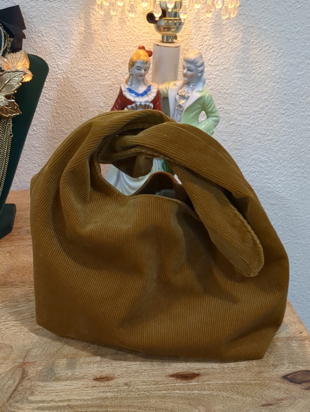 MERIT Corduroy Knot Tote Bag in Mustard/Brown - Women Bags